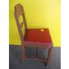Image 3 : 4 WOOD CHAIRS w/RED VINYL SEATS