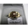 Image 3 : 10KT RING W/GARNETS & SM. DIAMOND, 5G, SZ 11 3/4