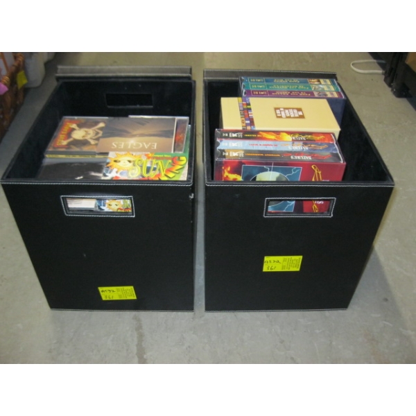 2 STORAGE BOXES OF CDs & VHS TAPES