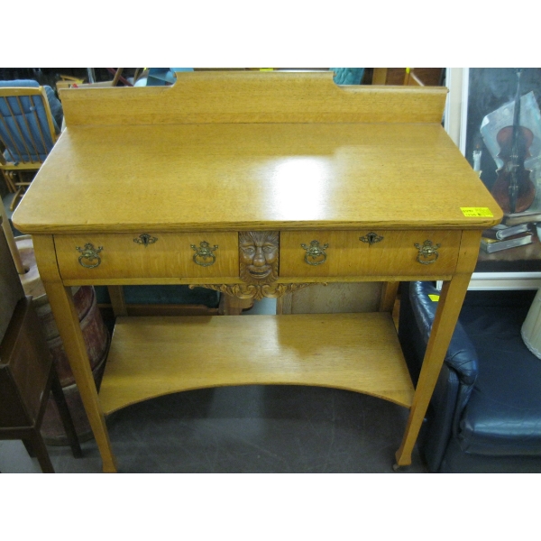 2 DRAWER STANDING DESK W/CARVED FACED FRONT
