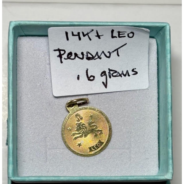 14KT LEO PENDANT, .6G