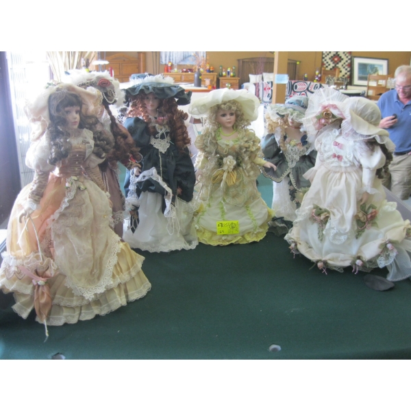 6 PORCELAIN DOLLS