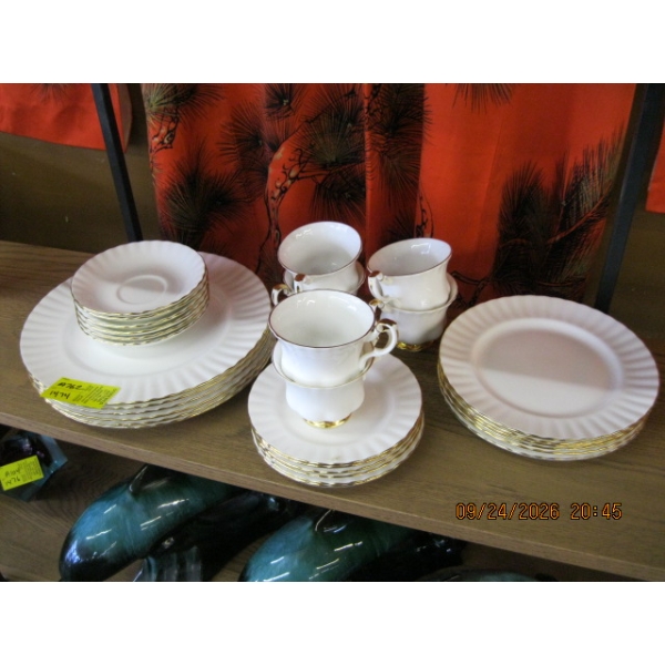ROYAL ALBERT D'OR WHITE GOLD RIM DISHES - 6 OF EACH