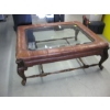 Image 1 : LG. LEATHER PADDED GLASS TOP COFFEE TABLE