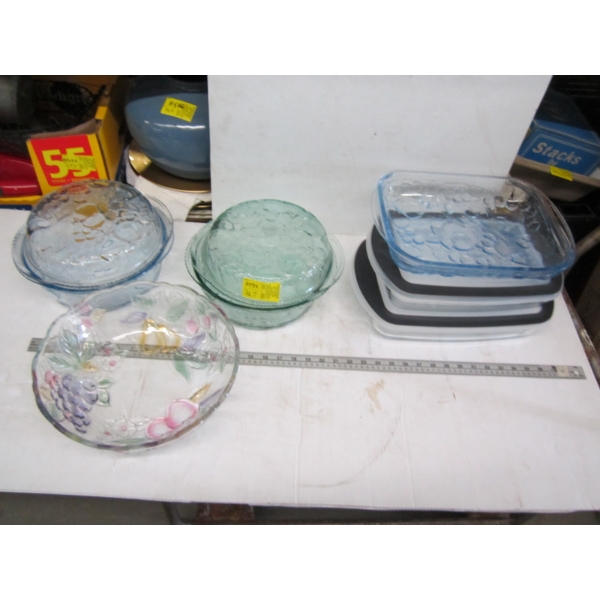 ASST. LIDDED BOWLS, BAKING PANS, ETC.