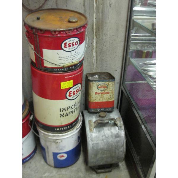 ASST. ESSO TINS & A ROUND FUEL TANK