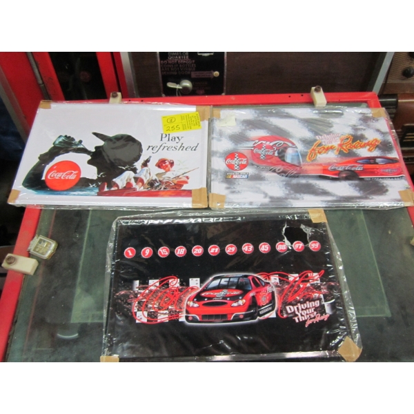 3 COCA COLA TIN SIGNS