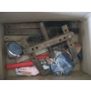 Image 3 : 2 BOXES OF MISC. JERRY CAN, STAPLERS, TOOLS, ROLL OF FABRIC, ETC.