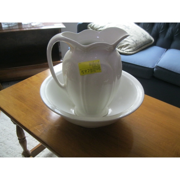 WASHBOWL & JUG BY MEAKIN, ENGLAND - BOWL IS JOHNSON BROS.