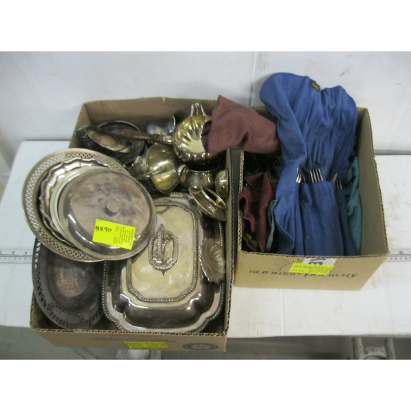 2 BOXES OF ASST. SILVER CUTLERY & MISC.