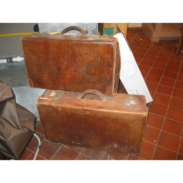2 ANTIQUE LEATHER SUITCASES