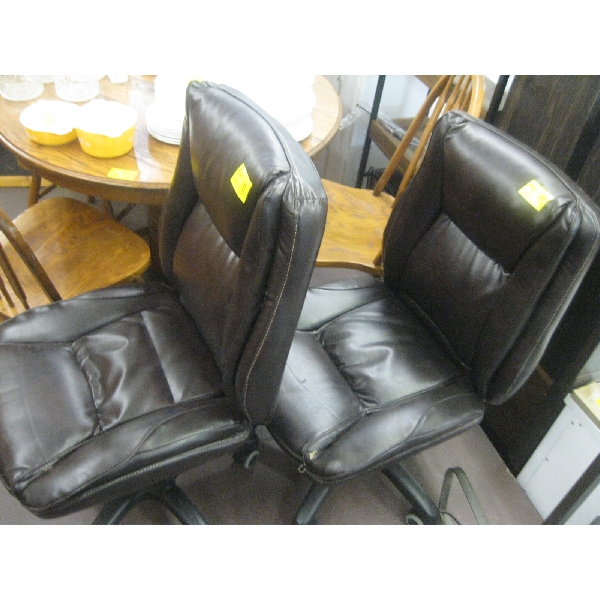 PAIR OF LEATHER LOOK OFFICE CHAIRS