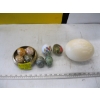 Image 1 : OSTRICH EGG & STONE EGGS, BRASS BOWL, ETC.