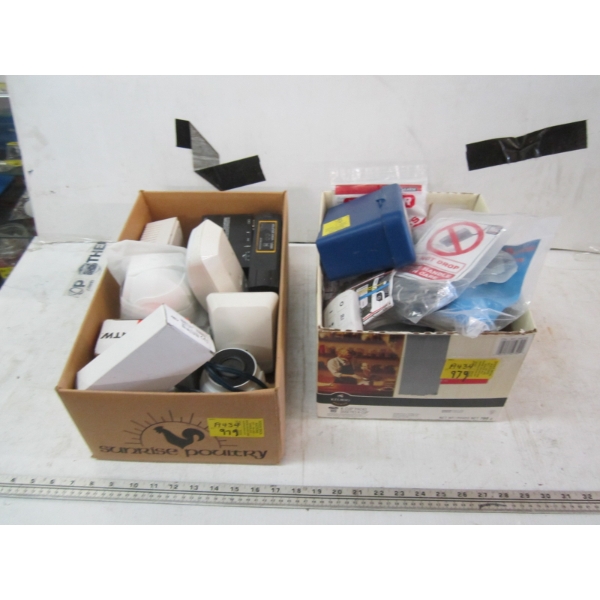 2 BOXES OF SURFACE MOUNT SIRENS, WIRES, ETC.