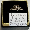 Image 1 : LADIES 10KT RING W/2 HEARTS & 2 SM. DIAMONDS, 1.6GR SZ 7 1/2