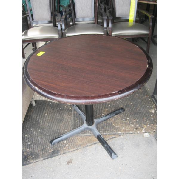 36" WOOD TABLE W/METAL BASE