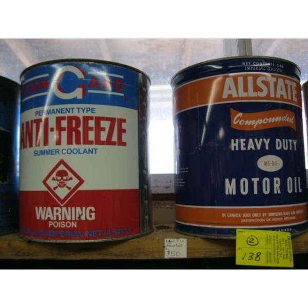 ANTI FREEZE TIN & A MOTOR OIL TIN