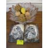 Image 1 : 2 SM. OWL PICTURES & A BOWL OF DECORATIVE FRUIT