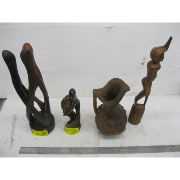 4 WOOD CARVINGS