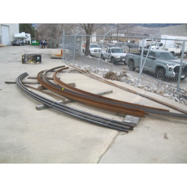 LG. LOT OF ASST. CURVED ANGLE IRON, PIPE, ETC.