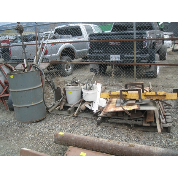 2 PALLETS & A 45 GAL DRUM OF MISC. SCRAP STEEL