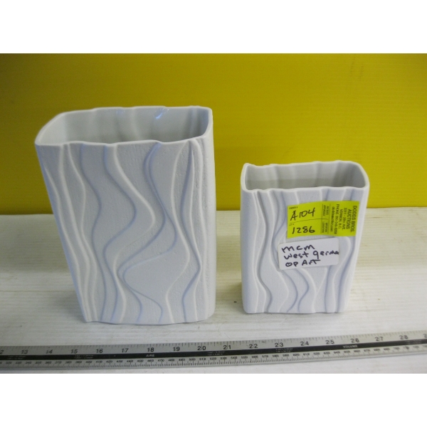 2 MCM WEST GERMAN OP ART VASES