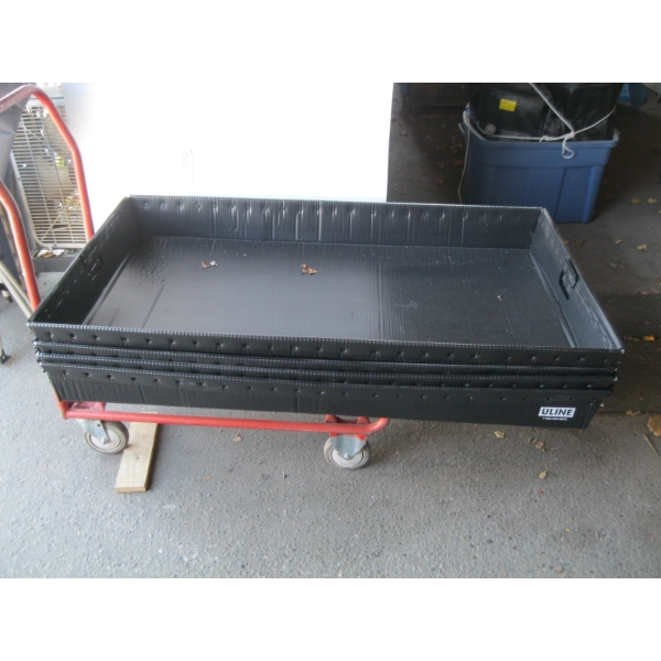 4 LG. HANDLED ULINE BLACK TRAYS - 48X30X6"