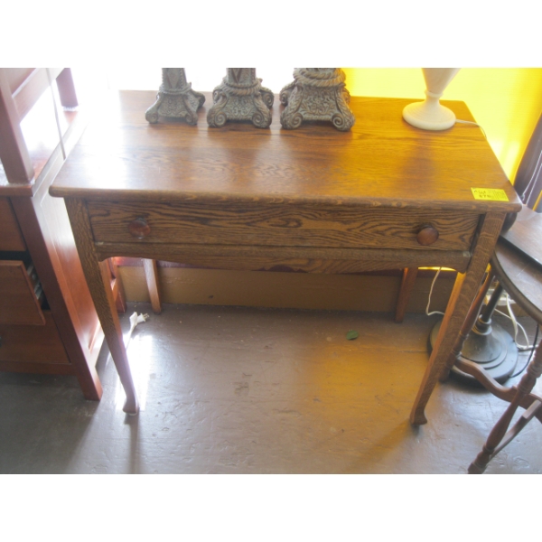 SOLID OAK SINGLE DRAWER HALL TABLE