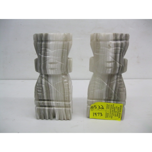 PAIR OF ONYX BOOKENDS