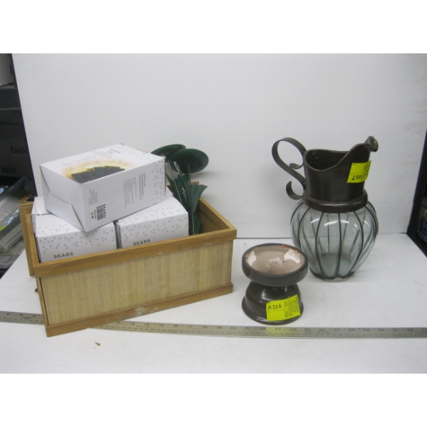 ASST. WHITE CHRISTMAS LIGHTS, VASE, ETC.