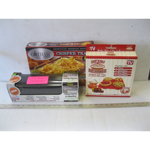 3 ITEMS - EASY WRAP, PIE MAKER MOLD, CRISPY TRAY