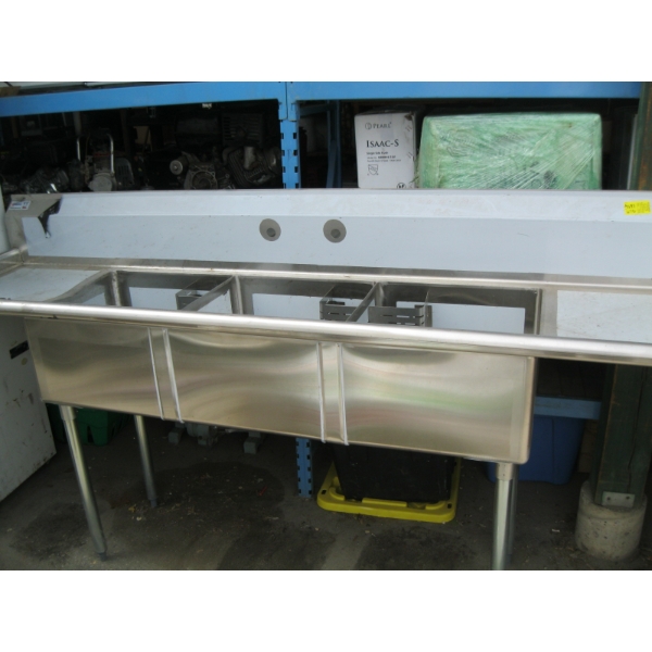 NEW 3 BIN STAINLESS STEEL COMMERCIAL SINK