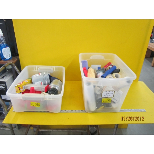 2 CONTAINERS OF PAINTING SUPPLIES
