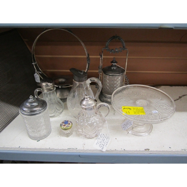 ASST. VINTAGE CONTAINERS: SYRUP DISPENSERS, PICKLE JAR, ETC.