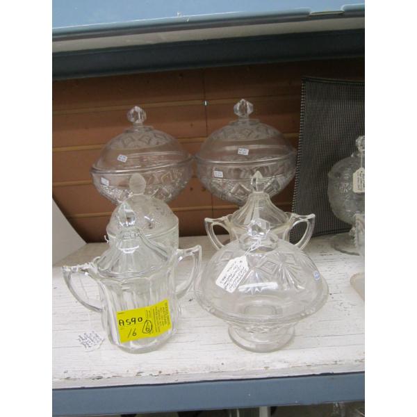 6 PIECES OF VINTAGE GLASSWARE