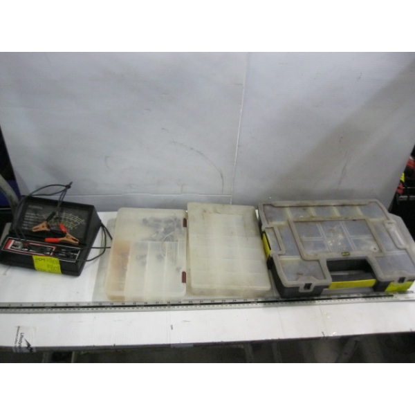 MISC. TUNE UP ANALYZER, BOXES W/MISC. SCREWS, ETC.