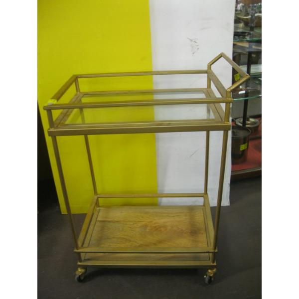 GOLD COLOR METAL TEA CART