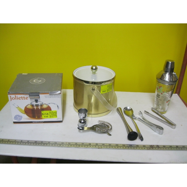 GLASS TEA KETTLE, DRINK SHAKER, ICE BUCKET, ETC.
