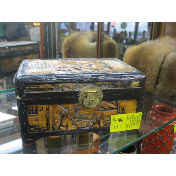 CARVED WOODEN CHEST