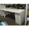Image 1 : IKEA DESK W/4 DRAWER CABINET, ADJUSTABLE HEIGHT SAWHORSE STANDS & DESK TOP