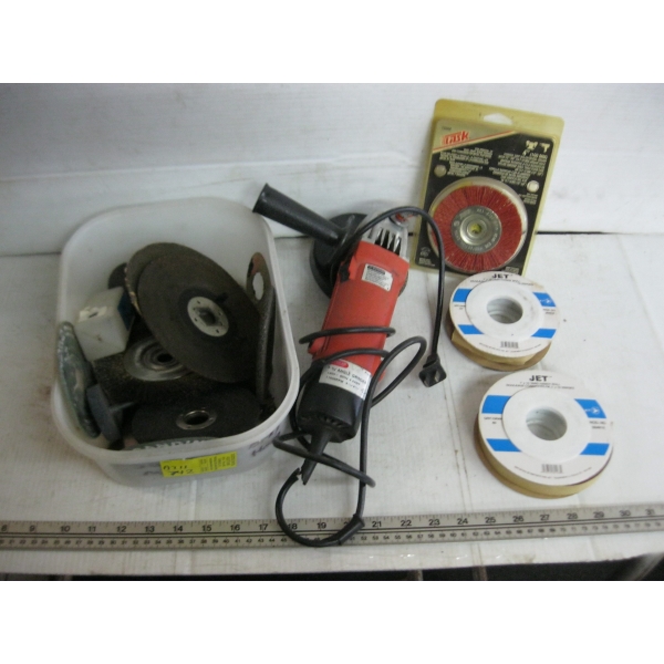 MISC. ANGLE GRINDER, ASST. SANDPAPER, ETC.