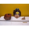 Image 1 : ADULT PORCELAIN DOLL MASK FOR HALLOWEEN, WOODEN DISH & CATHEDRAL GERMAN CHURCH FIGURINE