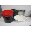 Image 1 : WEIGH SCALE, ENAMEL OVAL WASH BIN, CANNING POTS, ETC.