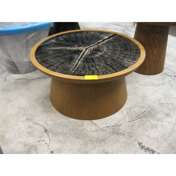 ROUND WOOD BASED RING LOOK TOP COFFEE TABLE