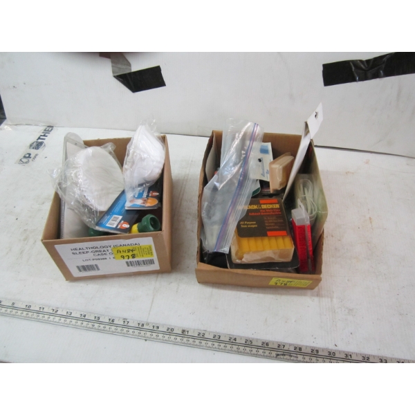 2 SM BOXES OF GLUE STICKS, MASKS, ETC.
