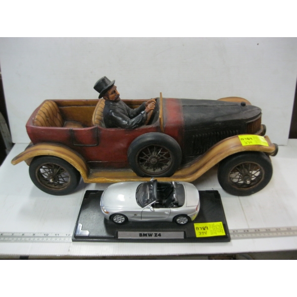 LG. WOODEN CAR & BMW DIECAST CAR