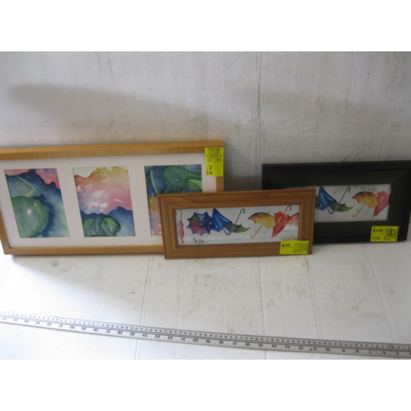 3 COLORFUL FRAMED ORIGINAL PAINTINGS BY C. DODDS