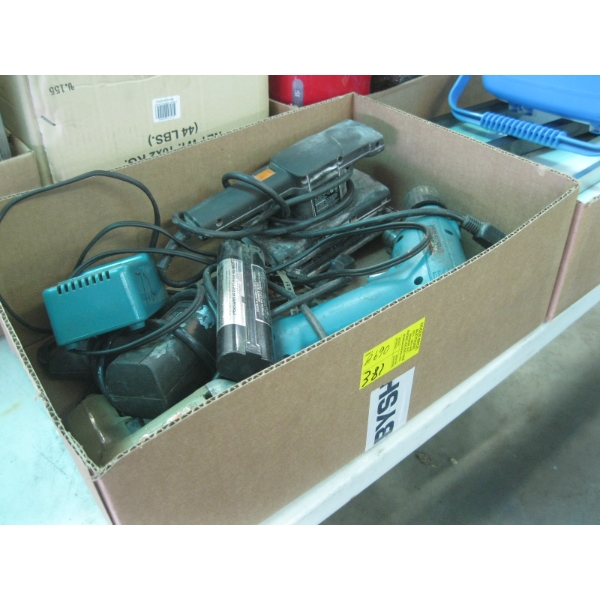 MISC. MAKITA CORDLESS TOOLS, ELECTRIC SANDERS, DRILLS, ETC.