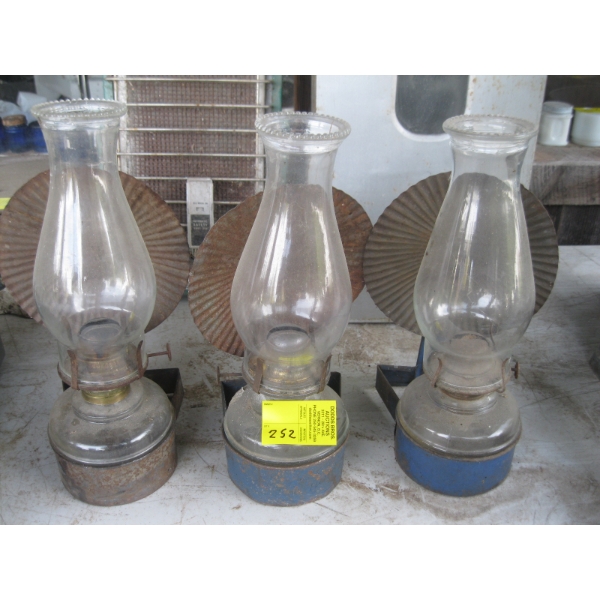 3 WALL MOUNT OIL LANTERNS