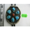 Image 1 : SILVER TURQUOISE & CORAL NAVAJO BOLO TIE - UNMARKED